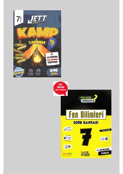 7.sınıf Yeni 1.dönem Jett Kamp Denemeleri 10 Günde Ilk Dönem Tekrarı + Fen Bilimleri Sb. Hediyeli