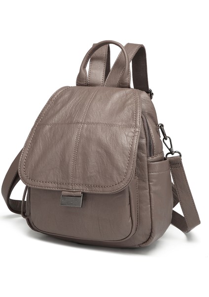 Barcelona Çok Cepli Kapak Detaylı Günlük Orta Boy Kadın Sırt Çantası Vizon fiyatları