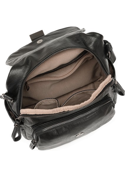 Barcelona Çok Cepli Kapak Detaylı Günlük Orta Boy Kadın Sırt Çantası Vizon indirimleri