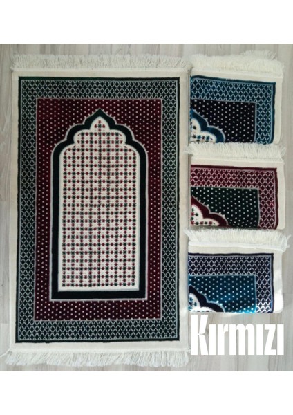 Yıldızlı Mihrap Motif Akrilik Polyester Kadife Desenli Namazlık Seccade (110X70)CM 700 gr