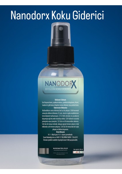 Biyolojik Koku Giderici Nanotech-3 Kimyasal Olmayan Kokusuz