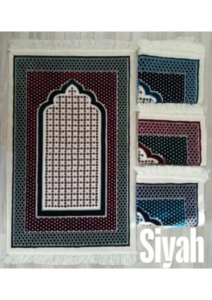 Yıldızlı Mihrap Motif Akrilik Polyester Kadife Desenli Namazlık Seccade (110X70)CM 700 gr