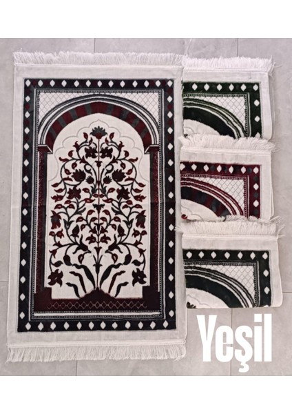 Osmanlı Çiçekli Mihrap Motif Akrilik Polyester Kadife Desenli Namazlık Seccade (110X70)CM 700 gr