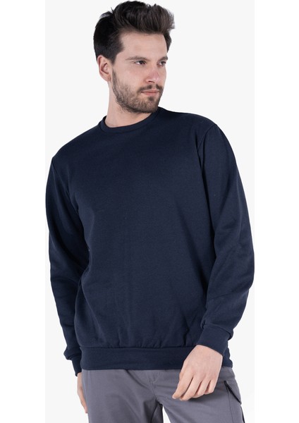 bisiklet yaka lacivert ıki ıplik kışlık ış kıyafeti sweatshirt