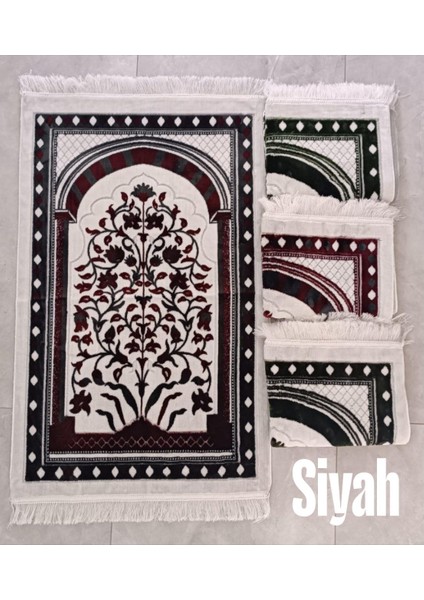 Osmanlı Çiçekli Mihrap Motif Akrilik Polyester Kadife Desenli Namazlık Seccade (110X70)CM 700 gr