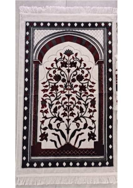 Osmanlı Çiçekli Mihrap Motif Akrilik Polyester Kadife Desenli Namazlık Seccade (110X70)CM 700 gr fiyatları