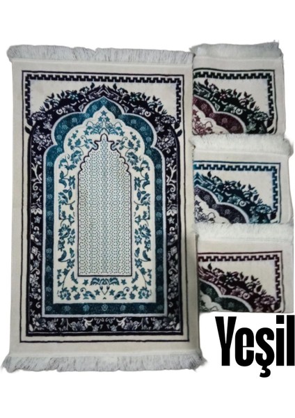 Çiçekli Mihrap Motifi Akrilik Polyester Kadife Desenli Namazlık Seccade (110X70)CM 700 gr