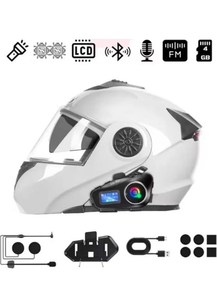 Mytechcat® Q58 Motorsikletler Için Fener Özellikli LCD Ekranlı Kablosuz Suya Dayanıklı Kask Kulaklık fırsatları