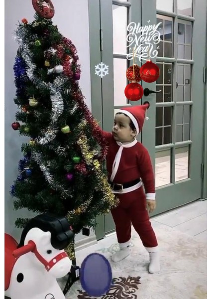 Erkek Çocuk Noel Baba Yılbaşı Kostümü Şapkalı Kemerli Bebek Kostümü indirimleri