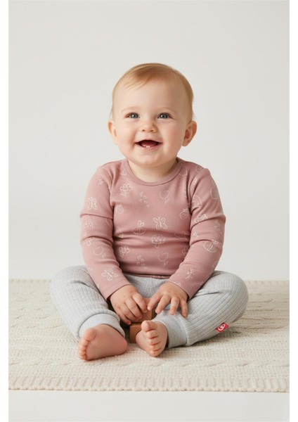 Patiksiz Pantolon 2li (Cute Bear) Gri Melanj