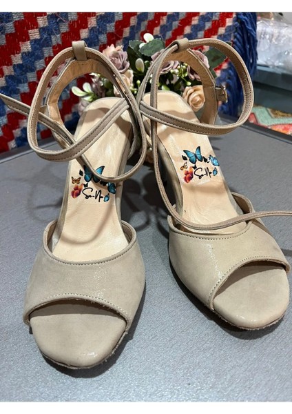 Ekru Mat Yaldızlı 8,5 cm 11 Pont Kelebek Model Tango, Dans ve Salon Ayakkabısı fiyatları