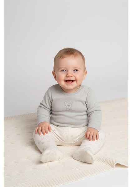 Patikli Pantolon 2li (Cute Bear) Gri Melanj