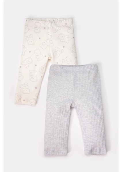 Interlok Tayt 2li (Cute Bear) Gri Melanj