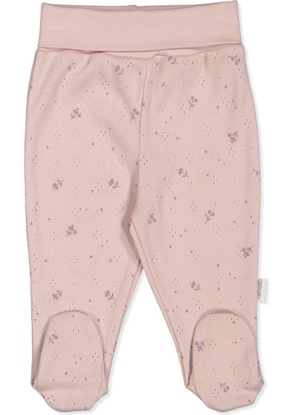 Ajurlu Patikli Pantolon Baskılı (Nature) Pudra