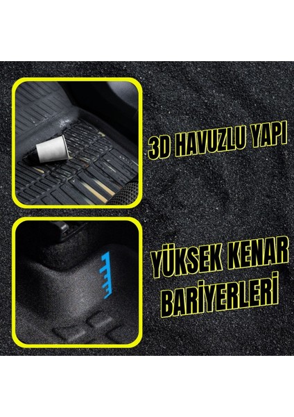 Egea Cross Hb 2021-2025 Için Paspas ve Bagaj Havuzu Seti, Yüksek Kenarlı, Esnek, A+ Kalite, Kokusuz