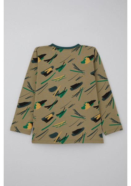 Erkek Çocuk Pijama Takımı Uykucu Fırça 4-8 Yaş, Haki Yeşil fırsatları