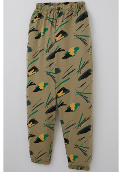 Erkek Çocuk Pijama Takımı Uykucu Fırça 4-8 Yaş, Haki Yeşil