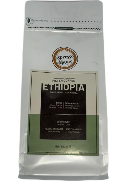 Taze Öğütülmüş Ethiopia Filtre Kahve 500 gr