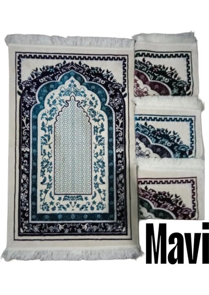 Çiçekli Mihrap Motifi Akrilik Polyester Kadife Desenli Namazlık Seccade (110X70)CM 700 gr