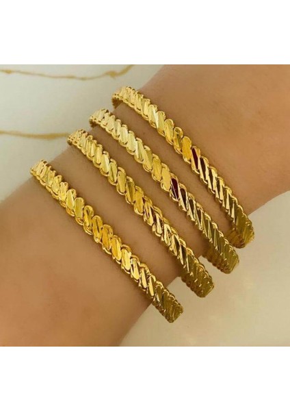 4 Adet Adana Burma Bilezik (Gerçek Altın Görünümlü A Kalite