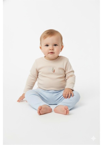 Interlok Tayt 2li (Cute Bear) Mavi