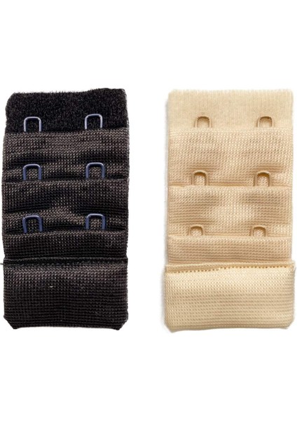 2 Adet Agraf Sütyen Uzatma Kopçası 3 Sıra / 2 Kanca Siyah Ten