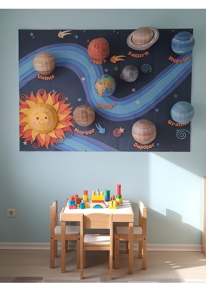 Güneş Sistemi Modeli Seti | Çocuk Odası Gezegenler Duvar Dekoru