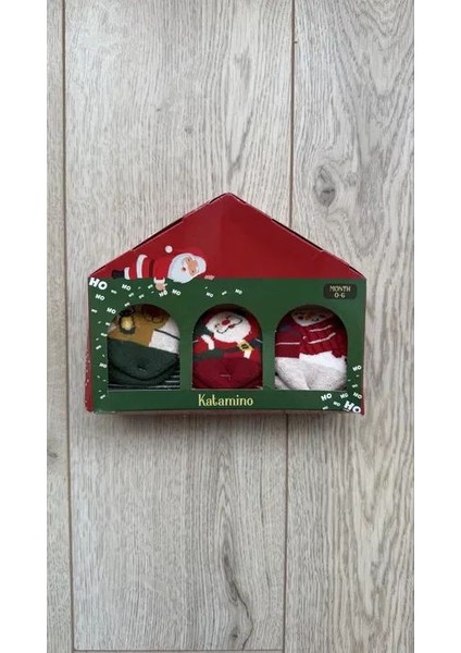 Yılbaşı Bebek 3\'lü Kutu Çorap Set - Çok Renkli