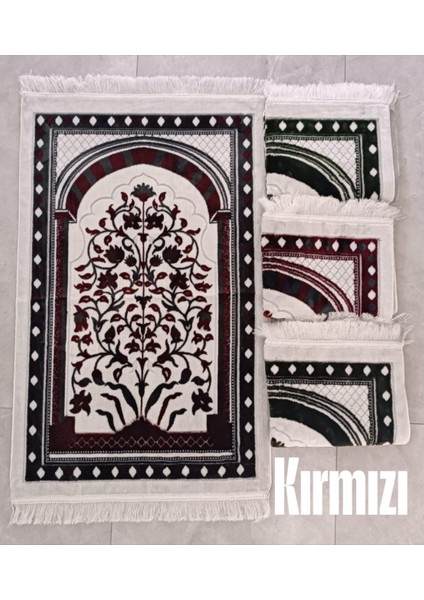 Osmanlı Çiçekli Mihrap Motif Akrilik Polyester Kadife Desenli Namazlık Seccade (110X70)CM 700 gr
