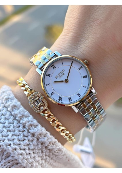 Çelik Kasa & Kordon Kararma ve Renk Atma Yapmaz Kadın Kol Saati+Bileklik JG015809.4