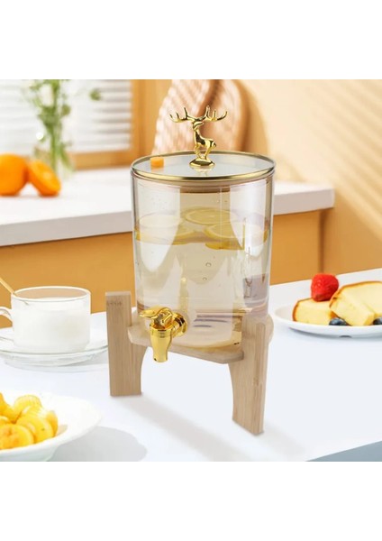 Geyik Kulplu Bambu Stand lı Cam Şerbetlik - Meyve suyu- Sıvıyağ- Su Sebili 3,5lt