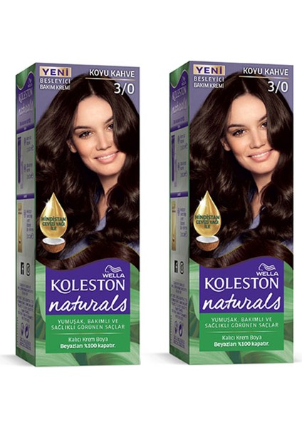 Naturals Saç Boyası Koyu Kahve 3/0 2x Paket