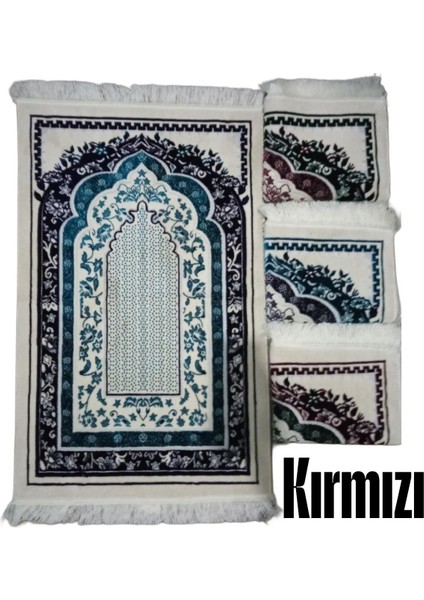 Çiçekli Mihrap Motifi Akrilik Polyester Kadife Desenli Namazlık Seccade (110X70)CM 700 gr