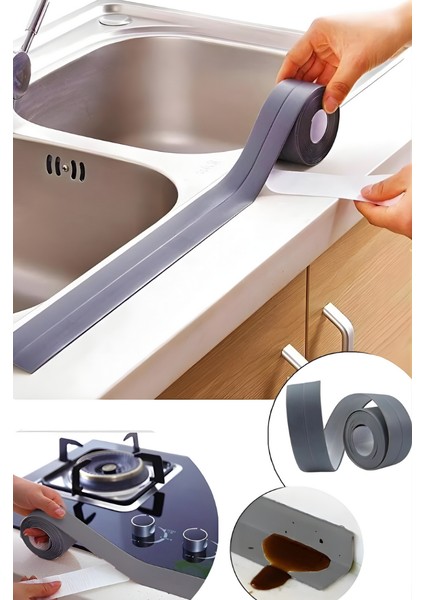Mytechcat® Gri Su Sızdırmaz Banyo Mutfak Lavabo Küvet Izolasyon Şerit Bant