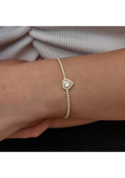 Gümüş Gold Kalpli Su Yolu Bileklik fiyatları
