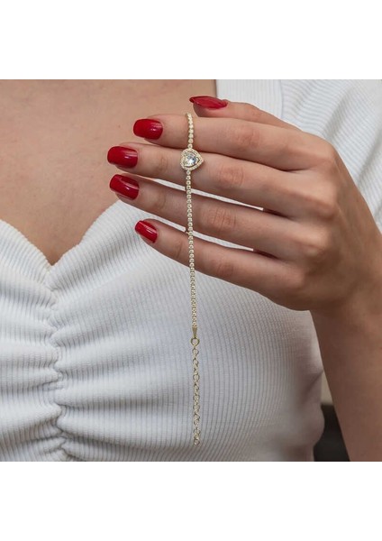 Gümüş Gold Kalpli Su Yolu Bileklik modelleri