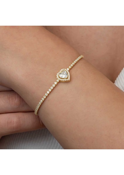 Gümüş Gold Kalpli Su Yolu Bileklik fırsatları