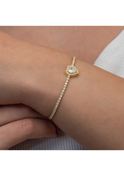 Gümüş Gold Kalpli Su Yolu Bileklik indirimleri