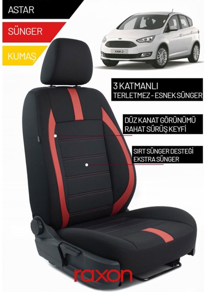 Ford Grand C-Max 2019 ve Sonrası Için 2+1 Binek Araçlara Uyumlu Tay Tüyü Oto Koltuk Kılıfı