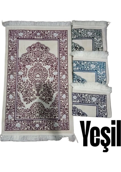 Klasik Çiçek Motifi Akrilik Polyester Kadife Desenli Namazlık Seccade (110X70)CM 700 gr