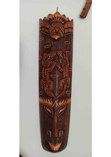 Ahşap El Yapımı Aborjin Surat 50CM (Kertenkele)