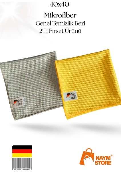 Baklava Desenli Mikrofiber Cam ve Genel Temizlik Bezi 2’li Set – 40X40 cm | Çizmez & Ultra Emici