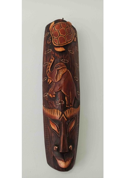 Ahşap El Yapımı Aborjin Surat 50 cm (Fil)