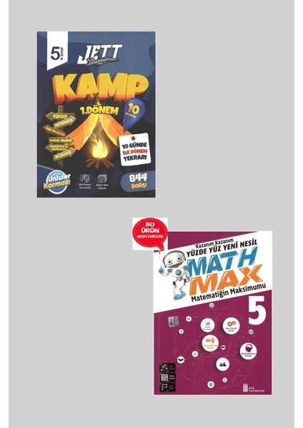 5.sınıf Yeni 1.dönem Jett Kamp Denemeleri 10 Günde Ilk Dönem Tekrarı + Math Max Kitabı Hediyeli