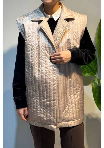 Kapitone Kuşak Detay Yelek 51258 Bej modelleri