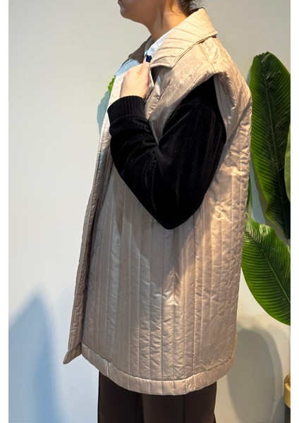 Kapitone Kuşak Detay Yelek 51258 Bej fırsatları