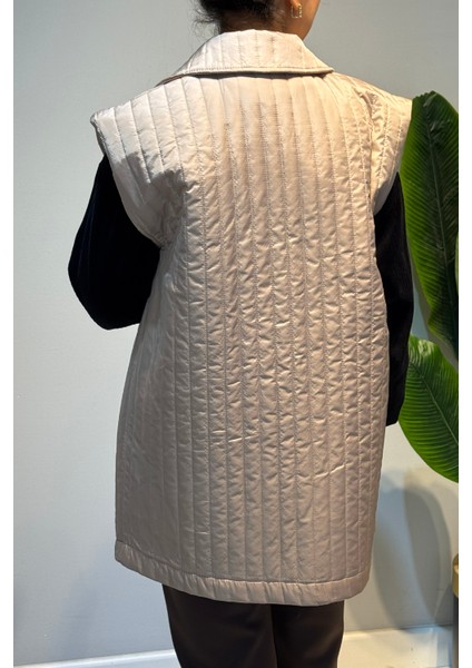 Kapitone Kuşak Detay Yelek 51258 Bej indirimleri