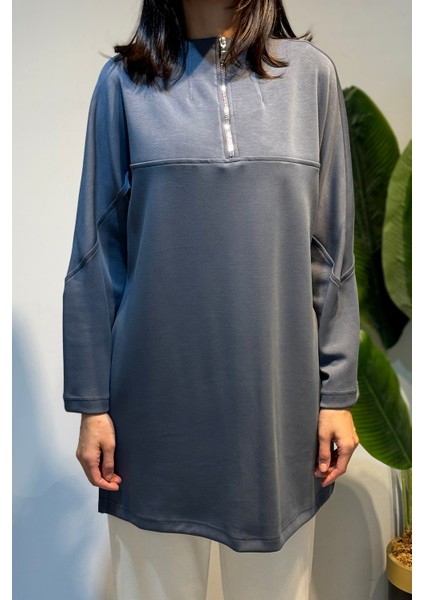 Ön Kısmı Fermuar Detay Tunik 10611 Antrasit fiyatları