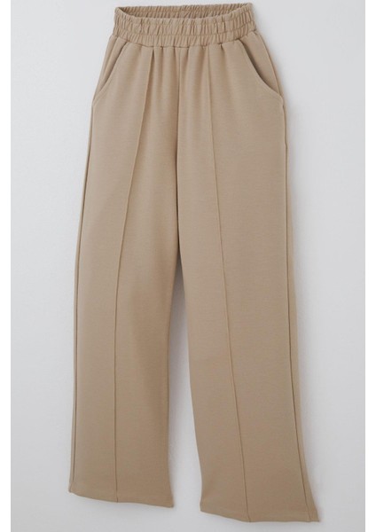 Kız Çocuk Eşofman Altı Basic Çima Dikişli Cepli 8-14 Yaş, Bej modelleri