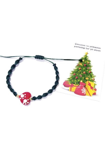 Hematit Doğaltaşlı Murano Cam Kalp Pati Koyu Yeşil Makrome Yılbaşı Bileklik fiyatları